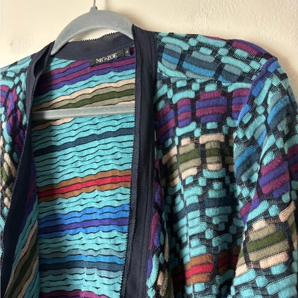NIC + ZOE •Women’s Multi Knit Open Front Waterfall Cardigan Sweater Retro Size L - Picture 4 of 6
